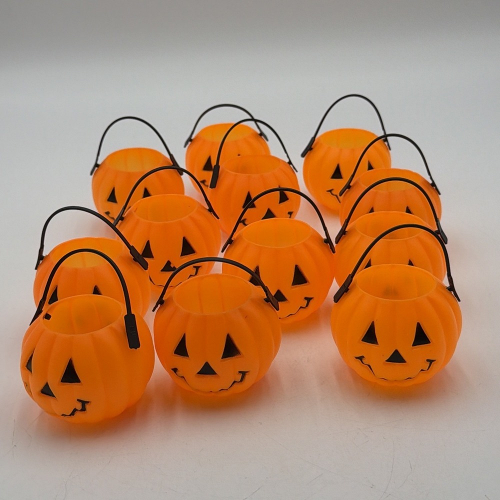 Blow Mold Mini  Jack-O-Lanterns Pumpkins Candy Container Vintage Lot Of 12